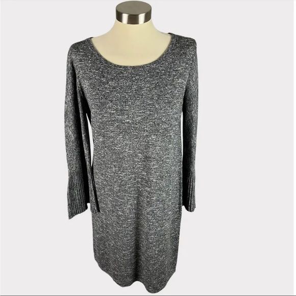 Max Studio Long Bell Sleeve Acrylic Blend Dress Heathered Gray Size XS - Picture 1 of 8